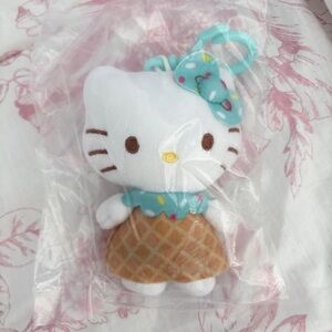 New Ice Cream Hello Kitty Plush Dangler Keychain